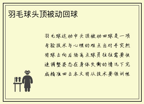 羽毛球头顶被动回球